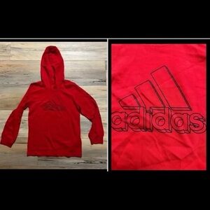 *NWT* Adidas Little Boys Size 7- Red & Black Hooded Long Sleeve T-Shirt MSRP $26